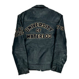 70S University Of Waterloo Engineering Unbranded College Leather Jacket - Medium Black Leather