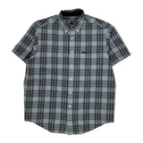Chaps Ralph Lauren Checked Short Sleeve Shirt - Medium Gray Cotton
