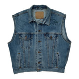 American Flag Patch Levis Denim Vest - Large Blue Denim