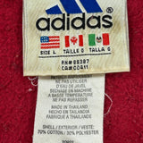 Adidas Striped Sweatshirt - Large Red Cotton Blend