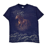 Single Stitch Delta Graphic T-Shirt - Large Navy Cotton