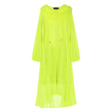 Aphrodite Neon Lime Holiday Resort Midi Dress With Hoodie -Inclusive Plus Size up to UK 16 / US 12