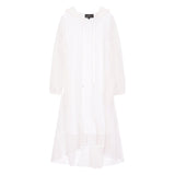 Women's Aphrodite White Holiday Resort Dress with white undergarment and hoodie, shown in a cutout image to highlight its design and details.