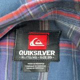 Quiksilver Checked Short Sleeve Shirt - XL Blue Cotton