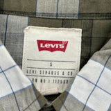 Levis Checked Short Sleeve Shirt - Small Gray Cotton