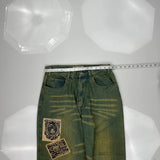 Indigo Gold Hip Hop Jeans - 32W 29L Green Cotton