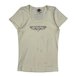 Harley Davidson Graphic T-Shirt - Medium Cream Cotton