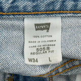 505 Levis Denim Shorts - 34W 10L Light Wash Cotton