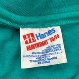 Made In USA Single Stitch Hanes T-Shirt - 2XL Green Cotton Blend