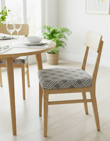 Anyseat Grey White Macro Knitted Design Print Chair Cover – Stretch Washable Removable Seat Cover for Dining & Kitchen