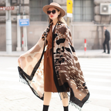 Anyyou 100% Merino Wool Brown Leopard Pattern Silk Satin Large Winter Scarf Pashmina Shawl Bandana Perfect For Women Ladies Fashion Style