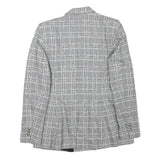 ZARA Womens Grey Check Blazer Jacket XS Cotton Blend Button Double-Breasted
