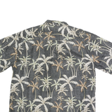 COOKE STREET Mens Black & Beige Palm Tree Hawaiian Shirt XL Cotton Summer Casual