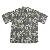 COOKE STREET Mens Black & Beige Palm Tree Hawaiian Shirt XL Cotton Summer Casual