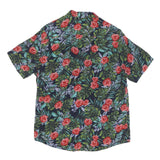 Mens Navy Blue Red Green Floral Pattern Short Sleeve Shirt M Cotton Summer
