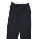 Mens Regular Fit Black Polyester Button Closure Trousers W32 L32 Classic