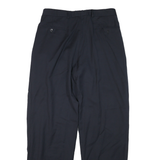 Mens Regular Fit Black Polyester Button Closure Trousers W32 L32 Classic