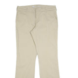 DICKIES Womens Cotton Blend Slim Beige Trousers W34 L32 Zip Closure