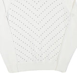 KAREN MILLEN Womens White Studded Plain Crew Neck Basic Knit Jumper S Elegant
