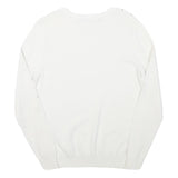 KAREN MILLEN Womens White Studded Plain Crew Neck Basic Knit Jumper S Elegant