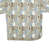 PIERRE CARDIN Mens Beige Blue Casual Rayon Shirt L Summer Patterned