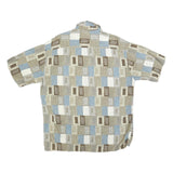 PIERRE CARDIN Mens Beige Blue Casual Rayon Shirt L Summer Patterned