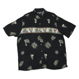 CROFT & BARROW Mens Black Cocktail Print Shirt XL Short Sleeve Casual Summer