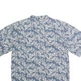 ROUNDTREE & YORKE Mens Blue & White Leaf Print Cotton Shirt M Casual Summer