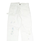 DICKIES Mens Cotton White Relaxed Straight Trousers W32 L30 Workwear Utility