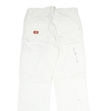 DICKIES Mens Cotton White Relaxed Straight Trousers W32 L30 Workwear Utility