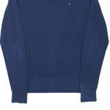 TOMMY HILFIGER Mens Blue Crew Neck Patterned Jumper Cotton Blend XL Pullover