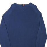TOMMY HILFIGER Mens Blue Crew Neck Patterned Jumper Cotton Blend XL Pullover
