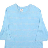 DI STRICK Womens Blue Patterned Cotton Blend Jumper Crew Neck Regular UK 12