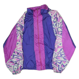 PRO SPIRIT Womens Purple & Lilac Geometric Print Nylon Zip Jacket L Lightweight