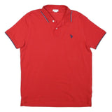 U.S. POLO ASSN Mens Red Short Sleeve Plain Polo Shirt L Cotton Blend Classic