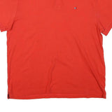 TOMMY HILFIGER Mens Red Short Sleeve Plain Polo Shirt L Cotton Blend Casual