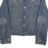 NAUTICA Girls Blue Denim Jacket XL Cotton Button Closure Plain Stylish