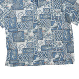 PRIDE Mens Blue & Cream Patterned Cotton Blend Casual Shirt L Short Sleeve