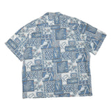 PRIDE Mens Blue & Cream Patterned Cotton Blend Casual Shirt L Short Sleeve