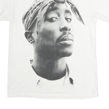 TUPAC Mens White Graphic T-Shirt M Short Sleeve Crew Neck Cotton Comfort