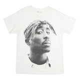 TUPAC Mens White Graphic T-Shirt M Short Sleeve Crew Neck Cotton Comfort