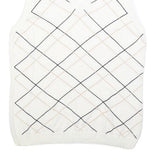 IZOD Womens White Sleeveless Patterned V Neck Basic Knit Jumper L Cotton