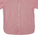 TOMMY HILFIGER Mens Red & White Striped Shirt M Casual Button Down Cotton Blend