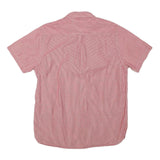 TOMMY HILFIGER Mens Red & White Striped Shirt M Casual Button Down Cotton Blend