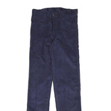 Womens Navy Slim Fit Corduroy Trousers W26 L30 Cotton Blend Zip Closure Classic