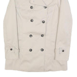 ZARA Womens Cream Button Cotton Blend Trench Jacket S Lightweight Classic