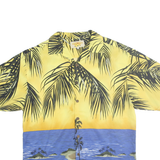 MAUI MAUI Mens Yellow & Blue Tropical Print Shirt L Hawaiian Polyester Casual