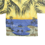 MAUI MAUI Mens Yellow & Blue Tropical Print Shirt L Hawaiian Polyester Casual