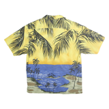 MAUI MAUI Mens Yellow & Blue Tropical Print Shirt L Hawaiian Polyester Casual
