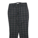CARNABY Womens Cotton Blend Slim Black Grey Check Trousers W26 L26 Stylish